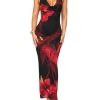 Women's Sexy Floral Maxi Dress Halter Tie Backless Cowl Neck Bodycon Party Dress