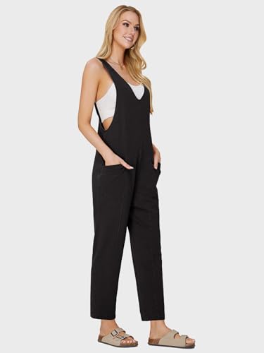 Womens High Roller Denim Bib Jumpsuits Casual Loose Sleeveless Baggy Overalls Jeans Pants Jumpers with Pockets