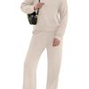 Two Piece Sets for Women Fall Outfits Lounge Sets Mock Neck Tops Wide Leg Pants Vacation Travel Airport Outfits