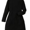 Girl's Casual Sweater Dress Mock Neck Long Sleeve Knitted Midi Dress