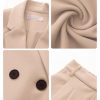 Women's Business Blazer and High Elastic Waist Pant Suit Set Loose Fit Casual Fall Winter 2 Piece Suits for Work