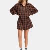 Womens Plaid Flannel Shacket Long Sleeve Button Down Shirts Long Jackets Oversized Spring Fashion Outfits 2025 Clothes