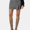 Womens Button Bodycon Mini Skirt Sexy Night Club High Waist Elastic Y2K Trendy Short Plaid Skirts