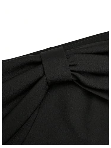 Women's Plus Size Off The Shoulder Bow Dress Ruched Fit and Flare Elegant Vintage Dress