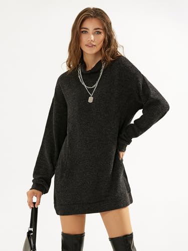 Womens Casual Oversized Long Sleeve Sweater Dress with Pocket Loose Fit Knit Fall Winter Long Pullover Sweater Tunic