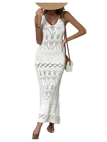 Women's Crochet Dress Bathing Suit Cover Up Hollow Out Beach Maxi Sundress Coverups
