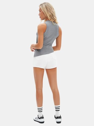 Women's Summer Sleeveless High Neck Tank Tops Sexy Twist Knot Asymmetrical Hem Shirts Going Out Top 2025