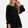 EXLURA Womens Fall Long Sleeve Loose Blouses Swiss Dot Babydoll Shirts Dressy Casual Peplum Tunic Tops Trendy Outfits 2025