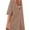 Rompers for Women Casual Short Sleeve Oversized Athletic Workout Reversible Hot Shot Tee Romper Deep Pockets