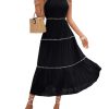 Women's Flowy Maxi Dress Tiered Ruffle Hem Spaghetti Strap Swing Long Cami Dress