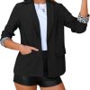 Women Casual Long Sleeve Leopard Cuff Blazers Open Front Stretchy Knit Blazer Business Work Office Suit Jacket Pockets