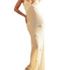 Women's Plunge Neck Backless Low Cut Maxi Dress Rose Floral Wedding Guest Dresses