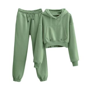 Women's Fleece 2 Piece Outfits Sweatsuits Pullover Hoodie Sweatshirt Jogger Pants Tracksuits Set