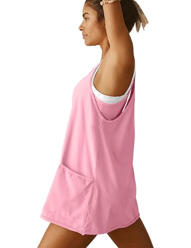 Womens Athletic Dress Hot Shot Mini Dress Built in Shorts Summer Workout Romper Dress 2025 Trendy Outfit
