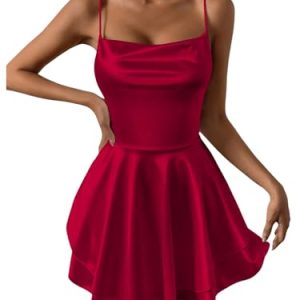 Women's Open Back Layered Flowy Criss Cross Strappy Backless Sexy Party Mini Dress