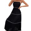Women's Flowy Maxi Dress Tiered Ruffle Hem Spaghetti Strap Swing Long Cami Dress