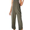 Women Summer Sleeveless Cotton Linen Bib Overalls Tulip Baggy Capri Jumpsuits with Pockets