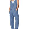 Womens High Roller Denim Bib Jumpsuits Casual Loose Sleeveless Baggy Overalls Jeans Pants Jumpers with Pockets