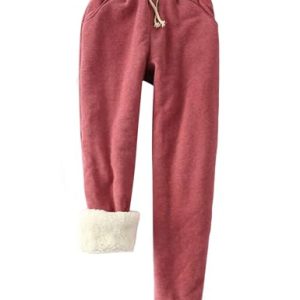 Womens Sherpa Lined Sweatpants Winter Warm Fleece Joggers Casual Lounge Pants