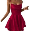 Women's Open Back Layered Flowy Criss Cross Strappy Backless Sexy Party Mini Dress