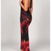 Women's Sexy Floral Maxi Dress Halter Tie Backless Cowl Neck Bodycon Party Dress