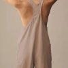 Casual Sleeveless Rompers for Women Summer Beach Vacation Stretchy Cotton Racerback Overall Shorts with Pockets