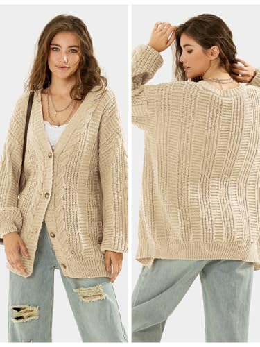 41-LD5quG2L.jpg Womens 2024 Oversized Cardigan Sweaters Fall Winter Lightweight Soft Knit Cardigan Open Front Button Outwear Coats