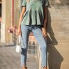 Women's Summer Crop Babydoll Peplum Tops Cute V Neck Short Sleeve Business Casual Trendy T Shirts Beach Vacation 2025