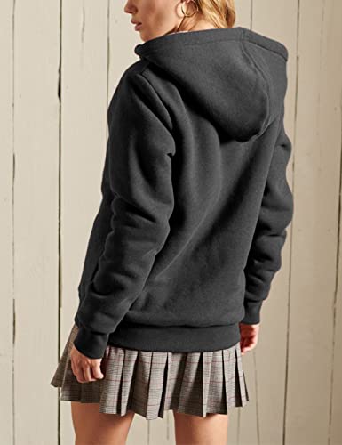 Women's Casual Full Zip Up Sherpa Lined Hoodie Sweatshirt Jacket Coat
