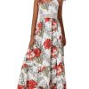 41-zTVuYwRL.jpg Girl's Floral Sleeveless Split Thigh Ruffle Hem Summer Boho Maxi Cami Dress