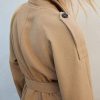 Women's Wool Blend Pea Coat Notch Lapel Double Breasted Winter Loose Short Button Belt Outerwear Jacket