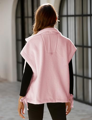 Women's Fleece Vest Casual Sleeveless Button Down Winter Warm Sherpa Jacket with Pockets