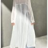 Women's Sheer Button Down Long Sleeve Maxi Shirt Kimono Dress Lightweight Summer Coverups