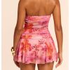 SHENHE Women's Sexy Vacation Outfits Floral Asymmetrical Tube Top Ruffle Mini Skirt Y2k Set