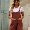 Women's Casual Summer Cotton Linen Rompers Overalls Jumpsuit Shorts