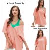 Women's Casual Oversized V Neck T-Shirts Tops Reversible Athletic Workout Crew Neck Fashion Trendy Tee