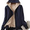 412ZBJFUWQL.jpg Women's Casual Full Zip Up Sherpa Lined Hoodie Sweatshirt Jacket Coat