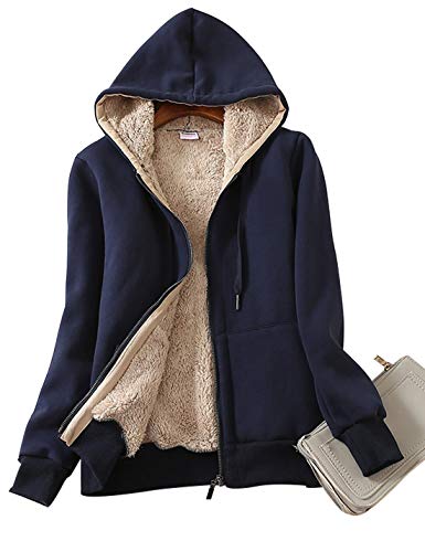 412ZBJFUWQL.jpg Women's Casual Full Zip Up Sherpa Lined Hoodie Sweatshirt Jacket Coat