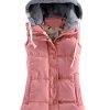 Women's Slim Sleeveless Quilted Removable Hooded Winter Puffer Vest Coat
