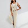 Womens Overalls Linen Cotton Jumpsuits Loose Casual Jumpers with Pockets