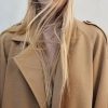 Women's Wool Blend Pea Coat Notch Lapel Double Breasted Winter Loose Short Button Belt Outerwear Jacket