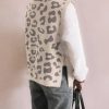 Women Leopard Print Sweater Vest Side Tie Knit Tank Tops Sleeveless Crew Neck Casual Fall Outfits