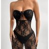 Women's Sexy Sheer Lace Bodycon Strapless Mini Dress Cutout Party Club Tube Dress