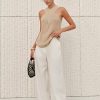 Women Halter Cross Over Collar Tank Knit Sleeveless Top Solid Color Casual Summer Blouse