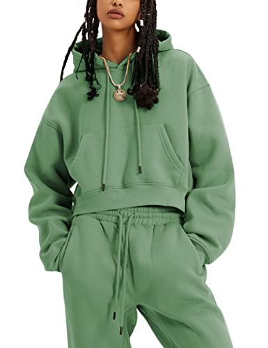 4164cicSo9L.jpg Women's Fleece 2 Piece Outfits Sweatsuits Pullover Hoodie Sweatshirt Jogger Pants Tracksuits Set
