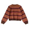 Women Stripe Pullover Sweater Turtleneck Ribbed Knit Top Casual Fall Winter Knitwear