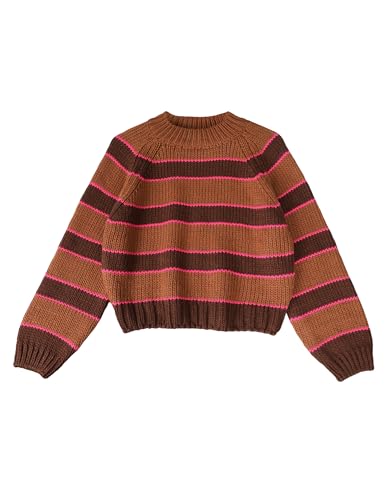 Women Stripe Pullover Sweater Turtleneck Ribbed Knit Top Casual Fall Winter Knitwear