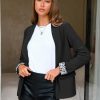 Women Casual Long Sleeve Leopard Cuff Blazers Open Front Stretchy Knit Blazer Business Work Office Suit Jacket Pockets