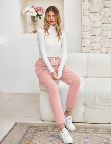 Womens Sherpa Lined Sweatpants Winter Warm Fleece Joggers Casual Lounge Pants
