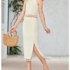 Girl's 2 Piece Summer Clothes Tassel Halter Crop Top and Slit Midi Skirt Set Vacation Outfits